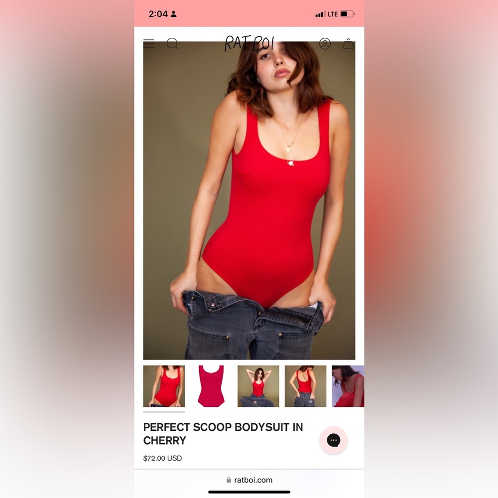 Rat Boi body suit in cherry